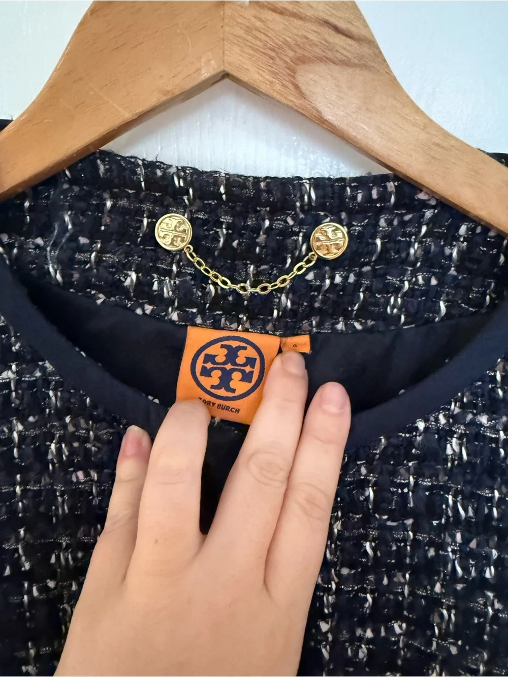 Tory Burch Annabelle Tweed Jacket with Gold Buttons